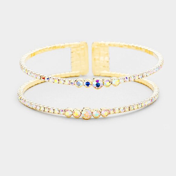 🆕 Round Stone Flex Evening Cuff - Picture 1 of 2